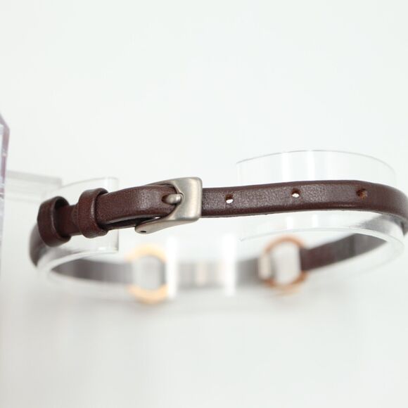 Boccia Titanium Link Bracelet Brown Leather Strap - Picture 6 of 12